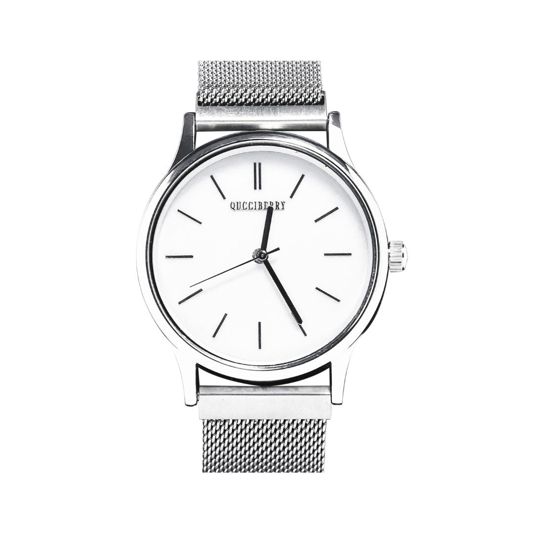 Silver Watch – Classic Analog Design, Steel Strap, Perfect for Weddings or Casual Wear, Silver