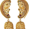 Exquisite Gold-Plated Peacock Jhumka Earrings, Ruby and Emerald Accents, Traditional Wedding Earrings (Set of 1)