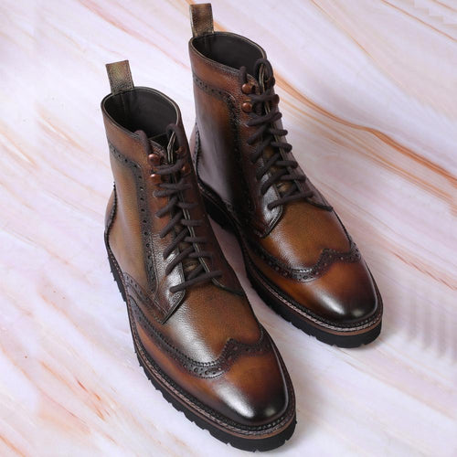 Jose Mild Laceup Jodhpur Boots, Premium Leather, Durable Construction, Brogue Pattern, Vintage Aesthetic, Cushioned Footbed, Flexible Outsole