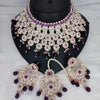 Luxurious Silver-Plated Bridal Jewelry Set, Purple Accents, Traditional Indian Wedding Jewelry (Set of 2)