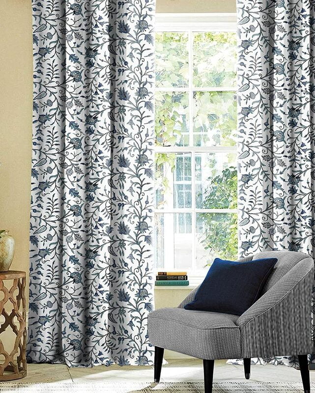 Casableu Kashmiri Polyester Eyelets (Steel) Blackout Curtains with Tie Back, Bedroom Living Room