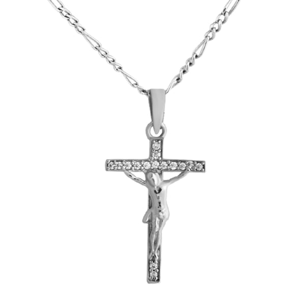 Sterling Silver Cross Pendant, Zirconia Inlay Necklace for Women, Pendant with Chain, Jewelry Gift, Perfect Gift for Her