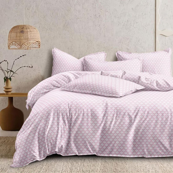 Floral Print, 200 TC Micro Cotton Flat King Size Bedsheet (108 x 108inches) (275 x 275cm) with 2 Large Pillow Covers, Lavender