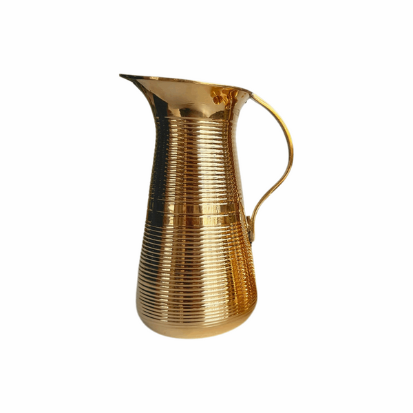 Brass Water Pitcher for Serving | Handcrafted Golden Brass Water Jug | 900 ml