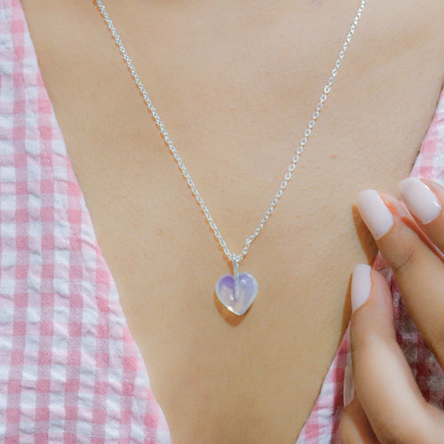 Opal Stone Pendant with Golden Chain