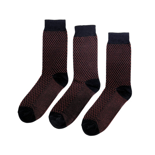 SuperGeneriX Bamboo Socks for Men, Pack of 3, Red Striped Calf-Length Socks, Odor-Free, Breathable and Antibacterial, Cushioned Base for Comfort, Luxuriously Soft and Durable