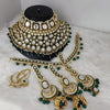 Opulent Kundan Bridal Choker Set, Green Beads - Complete Wedding Jewelry Collection, Traditional Indian Wedding Jewelry (Set of 2)