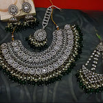 Exquisite Kundan Meena Bridal Necklace, Matching Earrings and Tikka, Traditional Indian Wedding Jewelry (Set of 3)