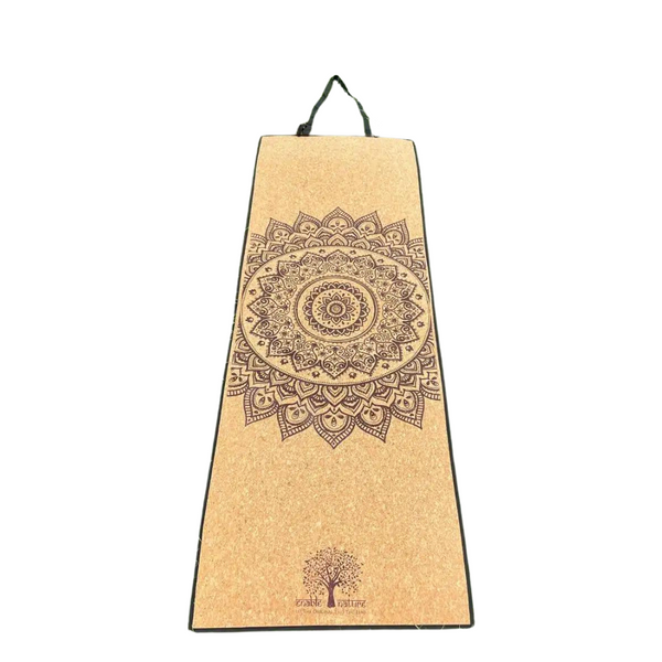 Natural Mandala Cork Yoga Mat with 4.5mm Thickness | Lightweight Cork & EVA Mat with Non-Slip Surface & Eco-Friendly Design