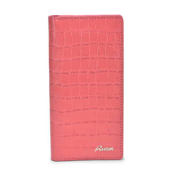 Versatile Grain Leather Wallet, Stylish Pink Leather, Slim Design, Great for Casual and Evening Use (Pink)