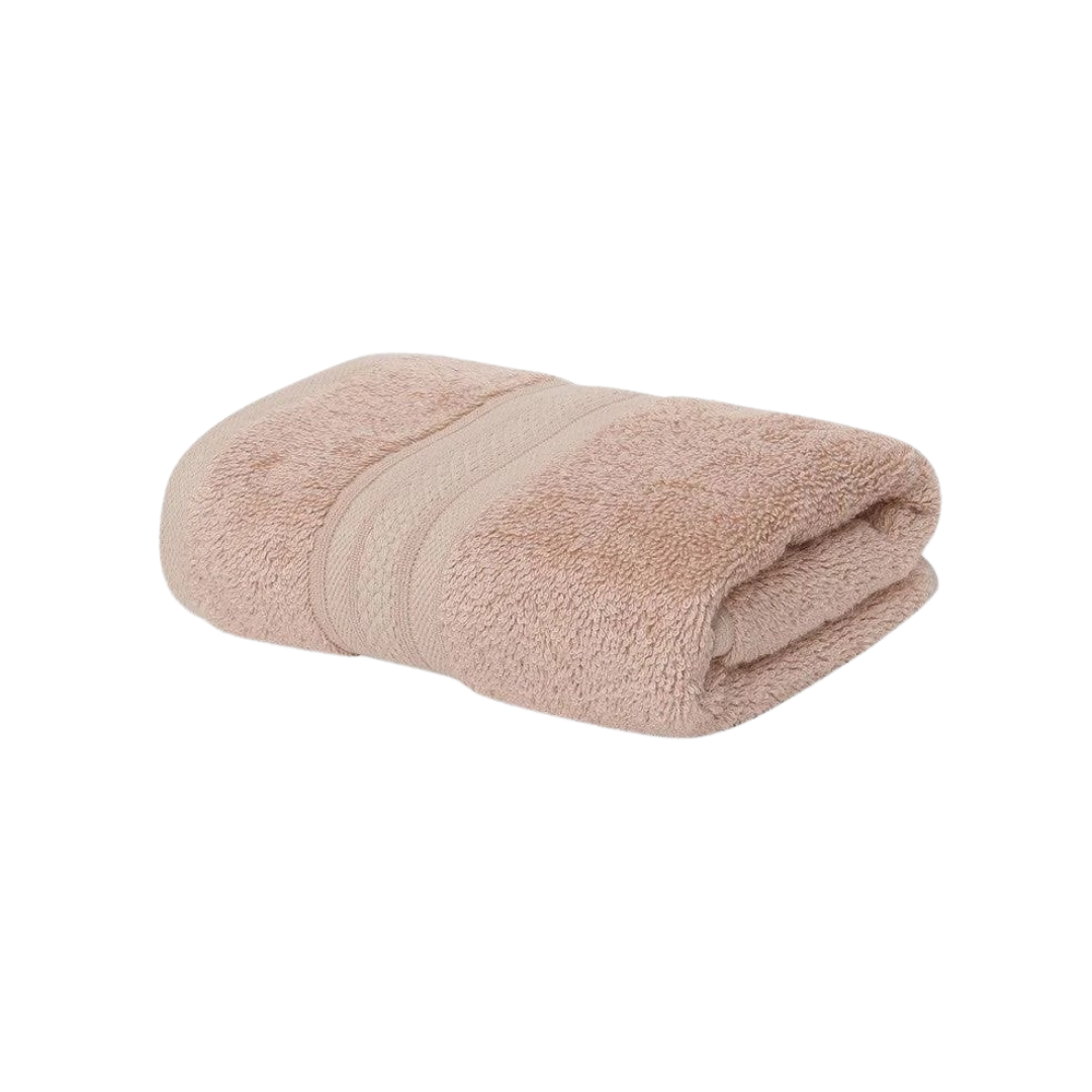 A folded, ultra-soft bamboo cotton bath towel in a light brown color.