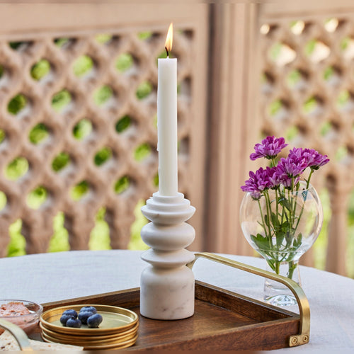 Holy Grail Homes Marble Candle Holder | Taper Candle Holder | Natural Stone | Modern Design | Home Decor | Entrance Console Decor | Living Room Candle | Made in a Fair Trade Certified Factory | Housewarming Gift | Size: 2.5