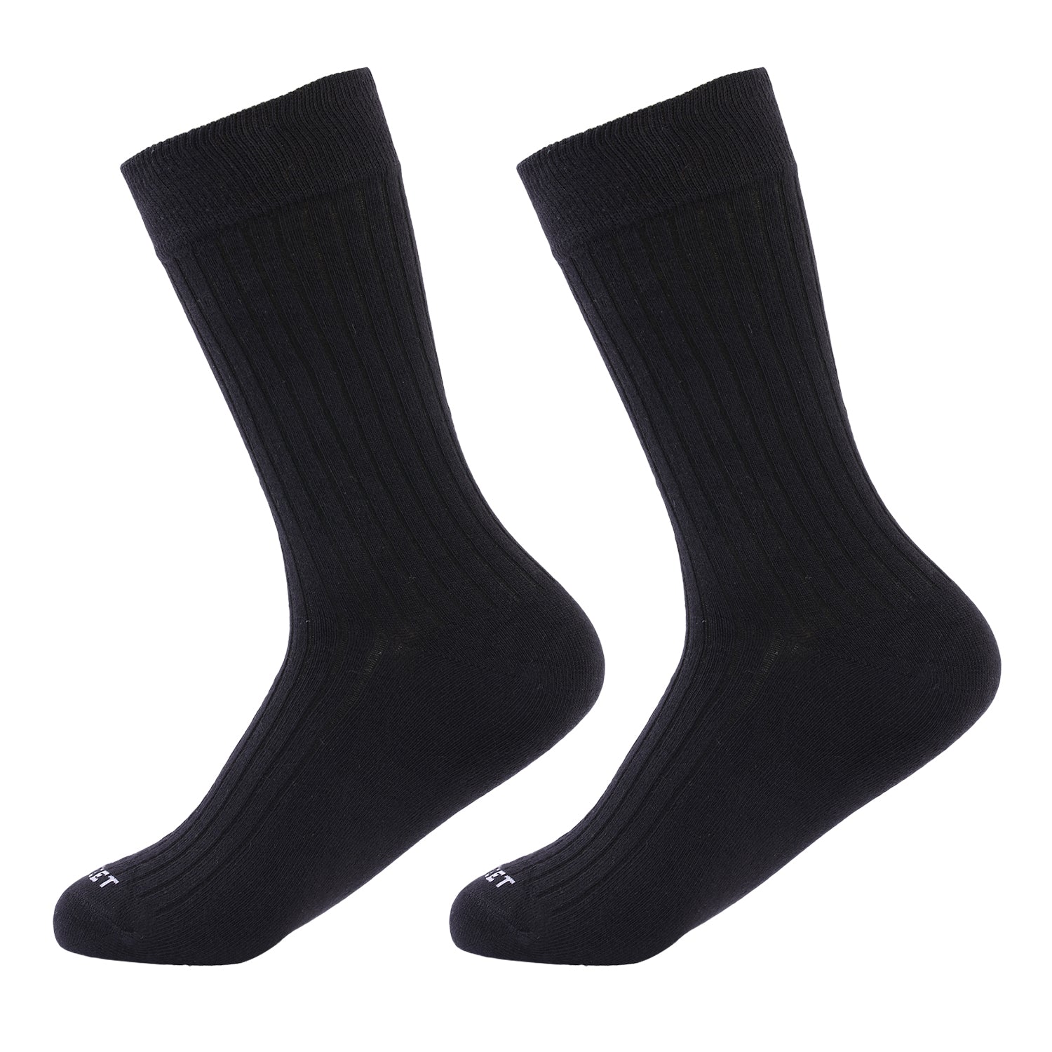 Formal Men's Ribbed Socks, Cotton Blend, Stylish Pattern, Soft and Durable, Comfortable for Office Use (Black)