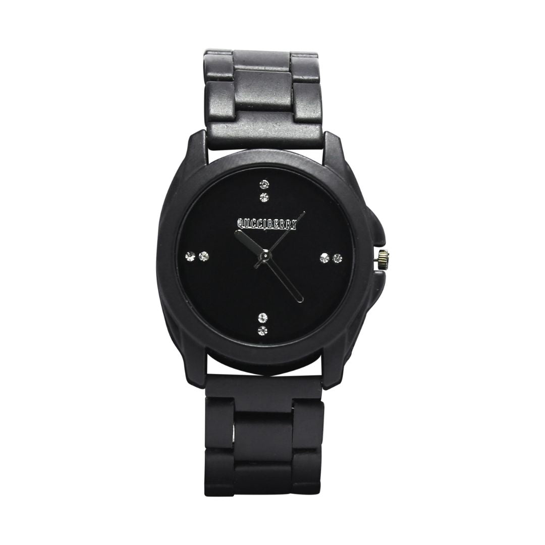 Black Metal Watch – Bold Matte Finish, Analog Display, Perfect for Weddings or Casual Wear, Black