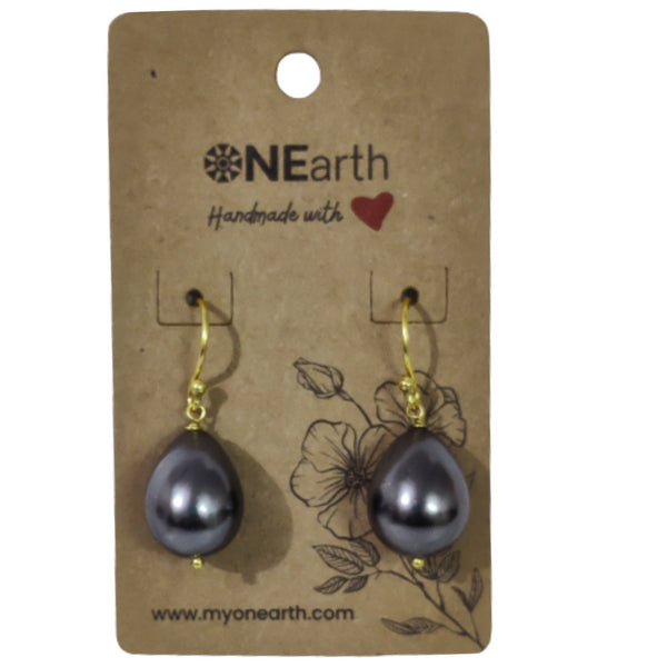 Drop Baroque shell pearl Earrings (Metalic with golden hook)