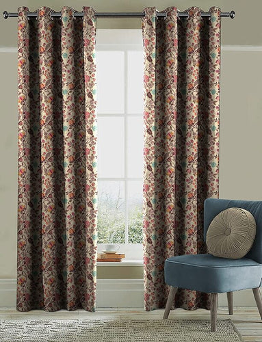 Casableu Azure Polyester Eyelets (Steel) Blackout Curtains with Tie Back, Bedroom Living Room