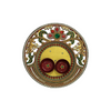 Handcrafted Wooden Pooja Thali with Decorative Design | Traditional Round Thali for Home with Bead & Gemstone Detailing - 9.5 Inch