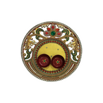 Handcrafted Wooden Pooja Thali with Decorative Design | Traditional Round Thali for Home with Bead & Gemstone Detailing - 9.5 Inch