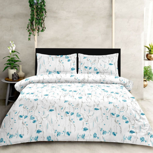 Boutique Sky Blue Floral Print Pillowcases, Percale Pillow Covers, Soft & Durable Cotton Shams, Perfect Addition to Your Bedding Collection (108