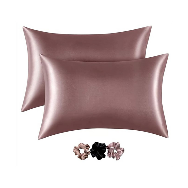 Satin Pillow Cover with Envelope Closure | Queen Size Pillowcase for Hair & Skin Care ( Set of 2 , Chiku)