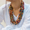 Multicolour Multi-Layer Tribal Necklace, Traditional Nagaland Beadwork Necklace with Handcrafted Beads, Unique Ethnic Jewelry from the Himalayas, Bold Tribal Style