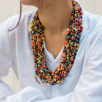 Multicolour Multi-Layer Tribal Necklace, Traditional Nagaland Beadwork Necklace with Handcrafted Beads, Unique Ethnic Jewelry from the Himalayas, Bold Tribal Style