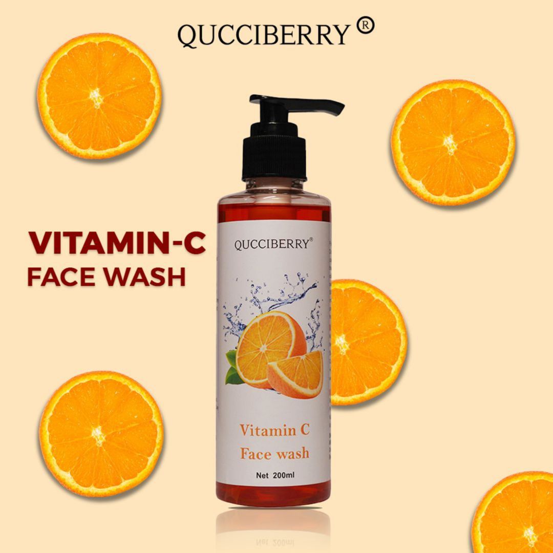 Qucciberry Vitamin C Face Wash – Antioxidant-Rich, Removes Oil & Grime, Promotes Collagen Synthesis, Natural Ingredients, Suitable for All Skin Types