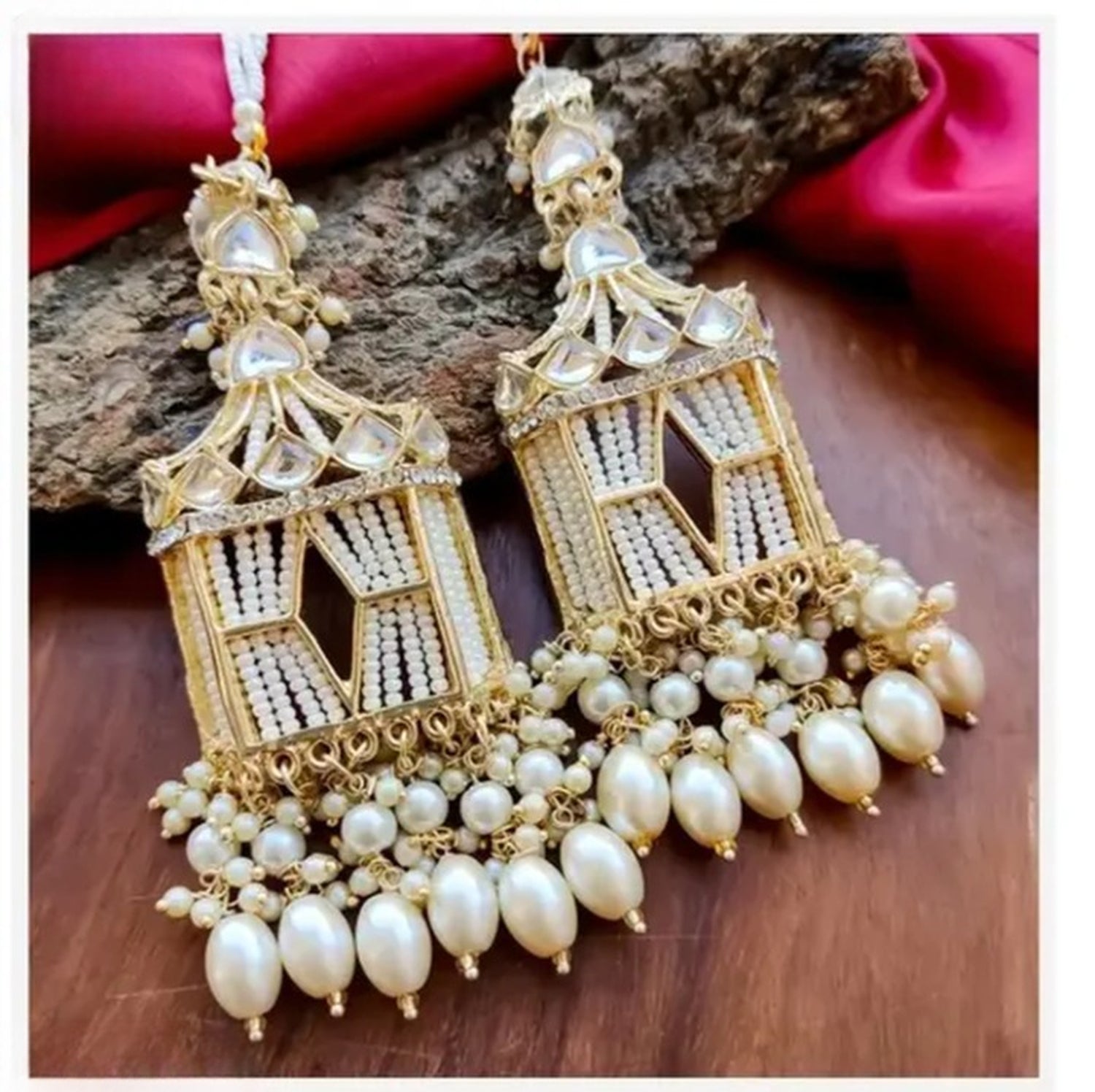 Exquisite Handcrafted Gold-Plated Jhumka Earrings, Pearl Beads – Perfect for Weddings & Festivals, Traditional Indian Wedding Jewelry (Set of 1)