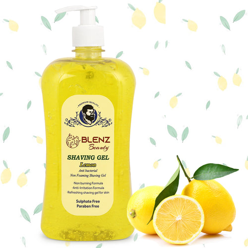 Lemon Shaving Gel for Men, Non-Foaming & Refreshing Formula, Soothing Grooming Gel, Sulphate and Paraben Free (1L)