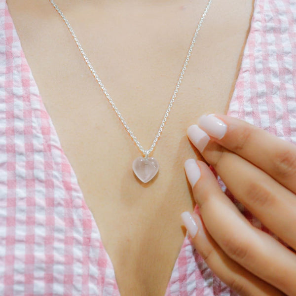 Rose Quartz Stone Pendant with Golden  Chain