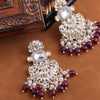 Exquisite Kundan-Inspired Chandelier Earrings, Pearl and Ruby Accents, Traditional Indian Wedding Jewelry (Set of 1)