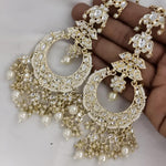 Opulent Floral Pearl Chandelier Earrings - Exquisite Bridal Jewelry, Traditional Indian Wedding Jewelry (Set of 1)