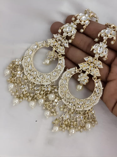 Opulent Floral Pearl Chandelier Earrings - Exquisite Bridal Jewelry, Traditional Indian Wedding Jewelry (Set of 1)