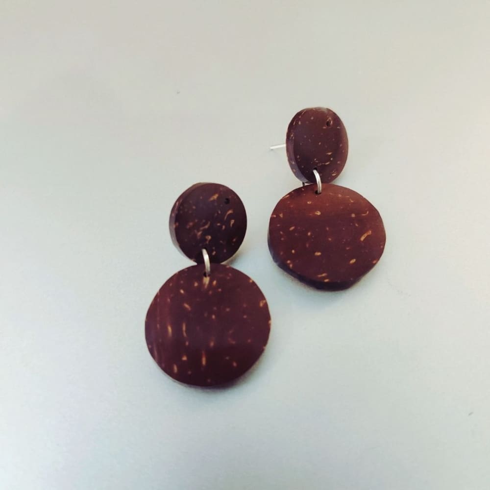 Coconut Shell Round Earrings (3.5cm)