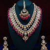 Opulent Kundan Bridal Jewelry Set, Double-Layer Necklace, Maang Tikka, and Jhumka, Traditional Indian Wedding Jewelry (Set of 2)