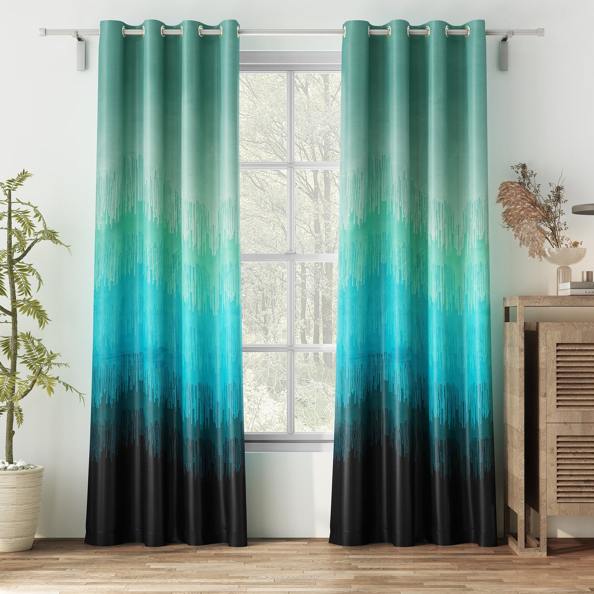 Casableu Kudo Polyester Eyelets (Steel) Blackout Curtains with Tie Back, Bedroom Living Room