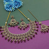 Elegant Wine Color and Gold Indian Bridal Jewelry Set, Kundan and Beads, Traditional Indian Wedding Jewelry (Set of 2)