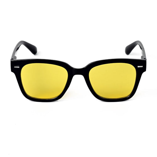 HD Night Vision UV Protection Sunglasses - Black Frame with Yellow Lens, High Contrast Enhancement, Unisex, Stylish and Comfortable for Day and Night Use, Driving and Party Ready