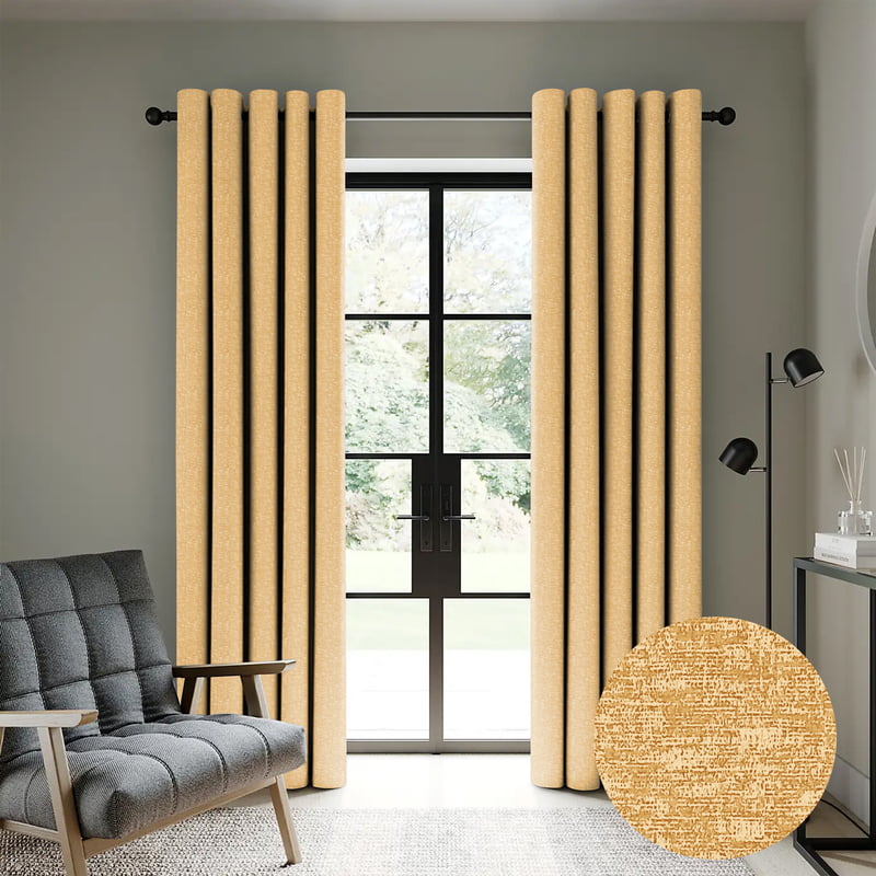 Casableu Lasa Polyester Eyelets (Steel) Blackout Curtains with Tie Back, Bedroom Living Room