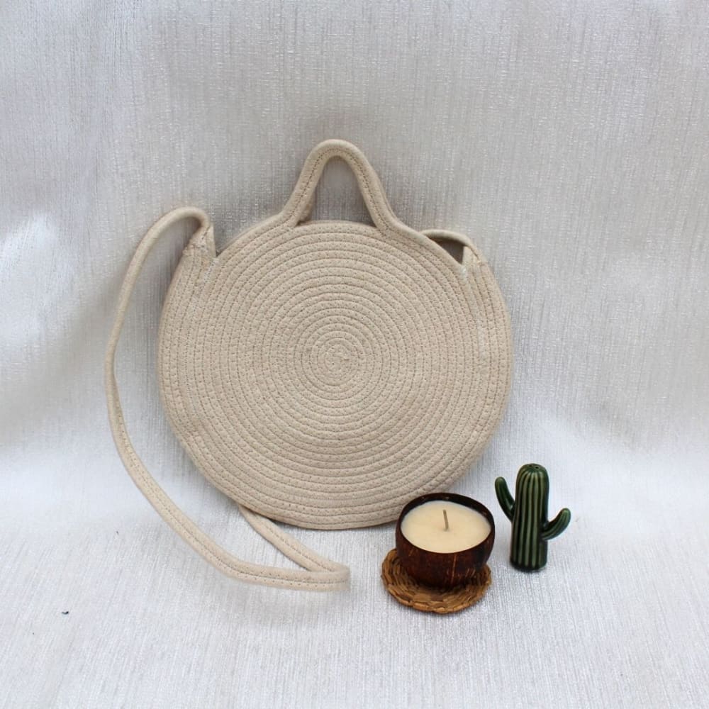 Cream & Round Sling Bag, Cream Bag, Round Design, Trendy, Fashionable Accessories, Casual Bag