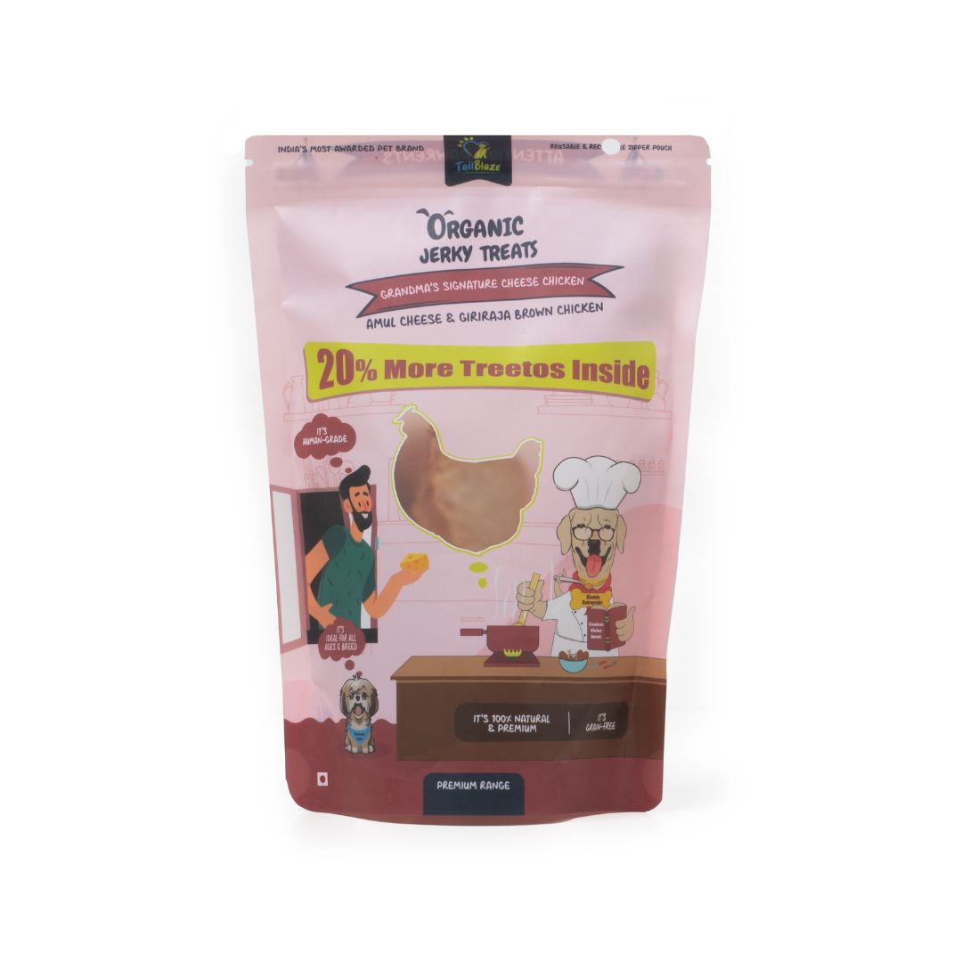 TailBlaze Grandma's Cheese Chicken Strong Muscles & Smart Brain Organic Dog Treats, Brown Chicken & Amul Cheese, For Puppies & Adult Dogs, All Breeds (50gm)