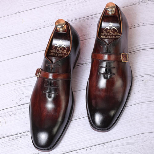 Thin-Strap Dark oak Wooden Oxford, Goodyear Welted, Handcrafted Detailing, Premium Leather, Brogue Pattern, Lightweight Design