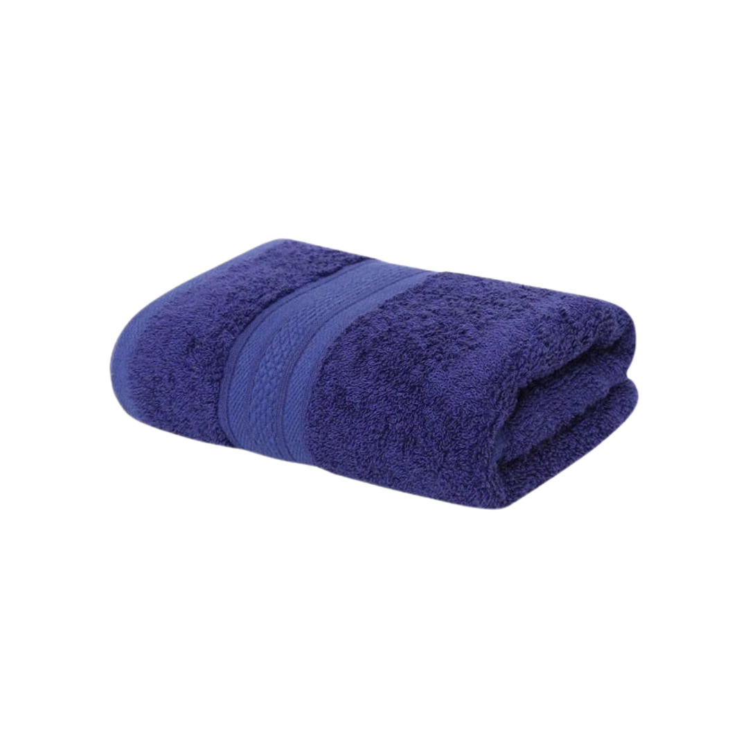 A folded, ultra-soft bamboo cotton bath towel in a deep blue color.