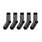 SuperGeneriX Bamboo Calf-Length Socks for Men, Pack of 5, Striped Black Socks, Odor-Free, Breathable, Antibacterial, Cushioned Base for Comfort, Luxuriously Soft and Durable