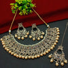 Exquisite Gold Tone and Gold Kundan Jewelry Set, Pearl Accents, Traditional Indian Wedding Jewelry (Set of 2)