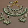 Exquisite Pearl and Jewel-Encrusted Bridal Jewelry Set Mehndi Color,  Traditional Indian Wedding Jewelry (Set of 3)