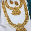 Exquisite Gold-Plated Ganesha Pendant Necklace Traditional Ethnic Jewelry Set, Traditional Indian Wedding Jewelry (Set of 2)