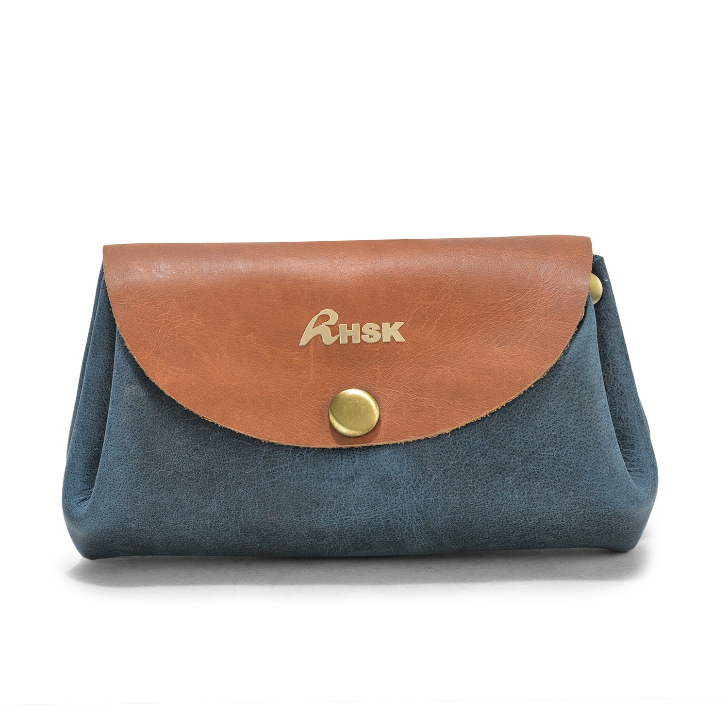 Petite Grain Leather Wallet, Classic Blue Leather, Compact Design, Ideal for Daily and Casual Use (Blue)