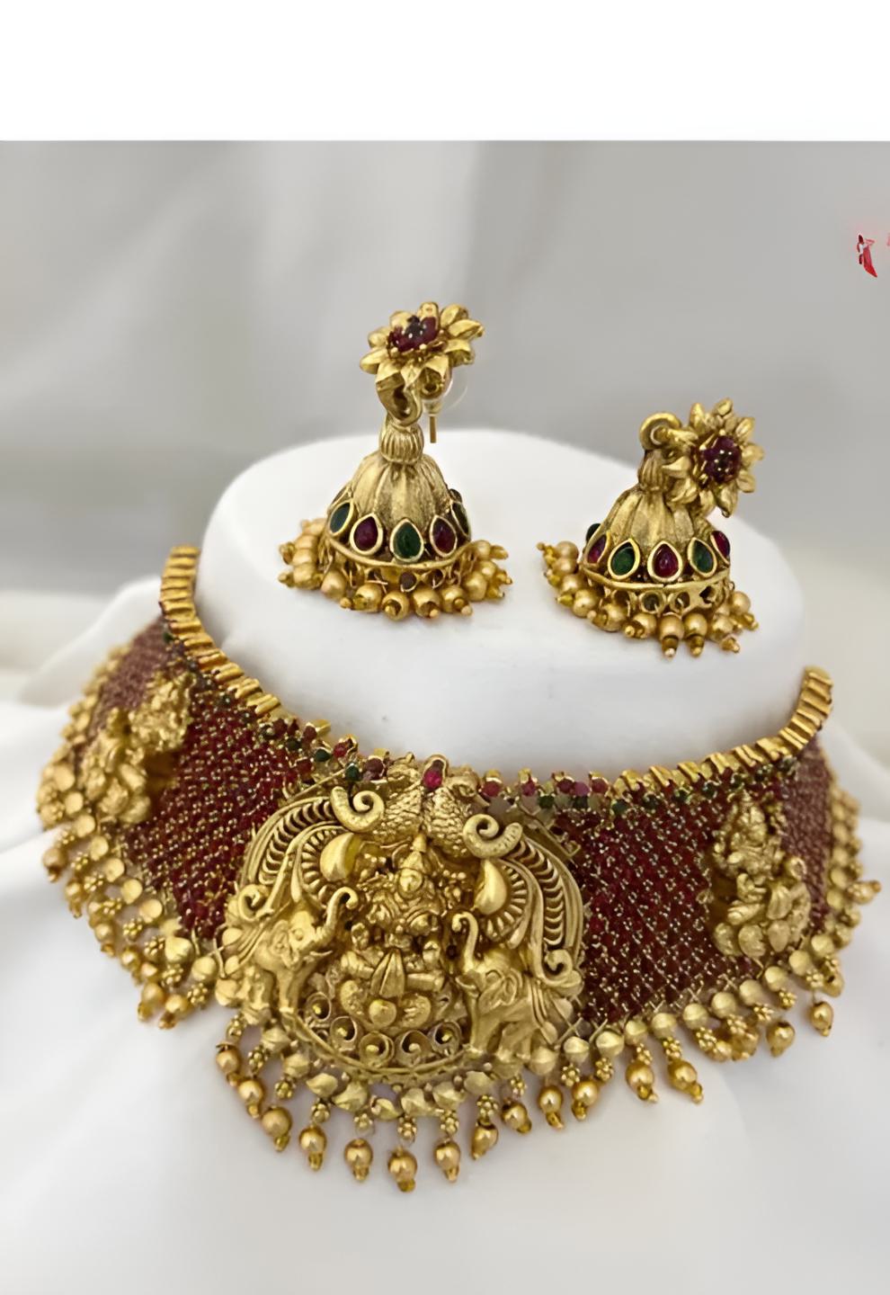 Opulent Gold-Plated Kundan Bridal Necklace Set - Traditional Indian Jewelry, Traditional Indian Wedding Jewelry (Set of 2)