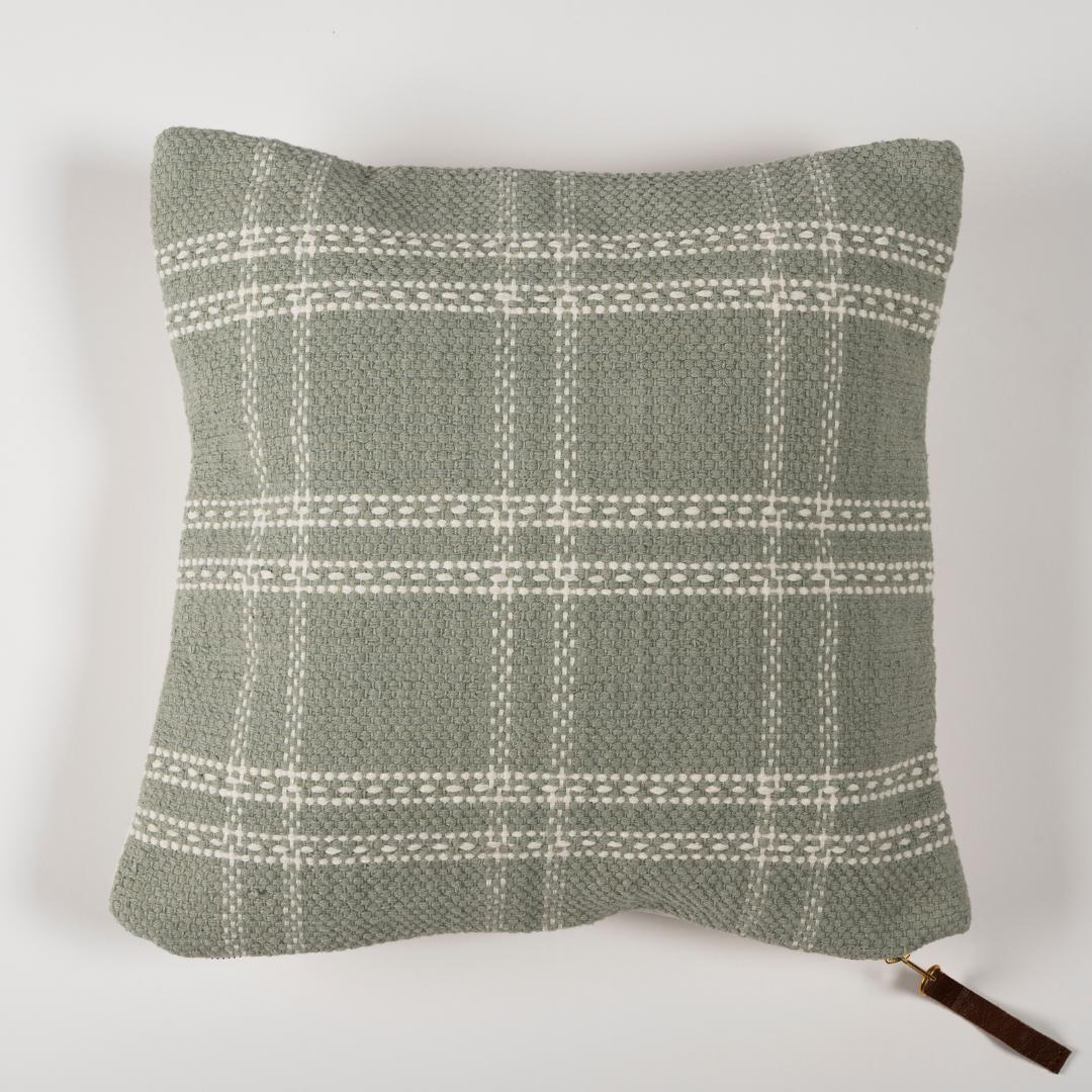 Pastel Plaid Cotton Cushion Cover with Zipper Closure | Soft Cushion Cover for Sofa or Bed